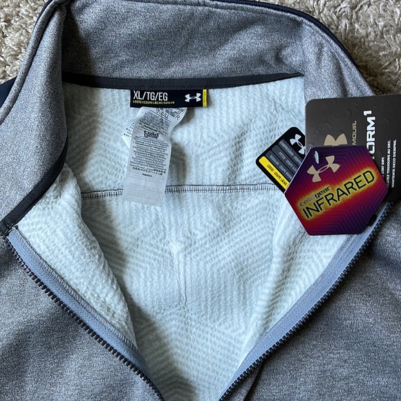 NWT Men’s Under Armour Gray/Navy Infrared Storm Zip Up Loose Jacket Size XL - Picture 4 of 8